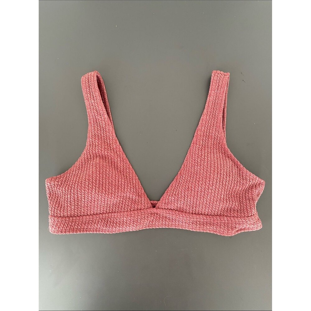 ROMWE Textured V-Neck Bralette Dusty Rose Sz M Casual Comfy Beach Summer